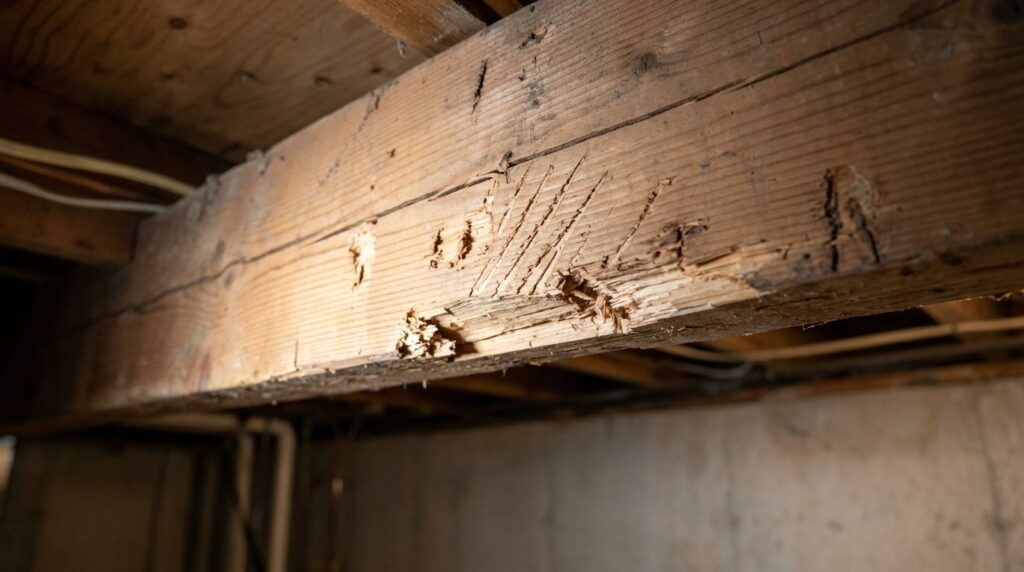 Professional stock photo, 16:9 aspect ratio: Damaged wooden 