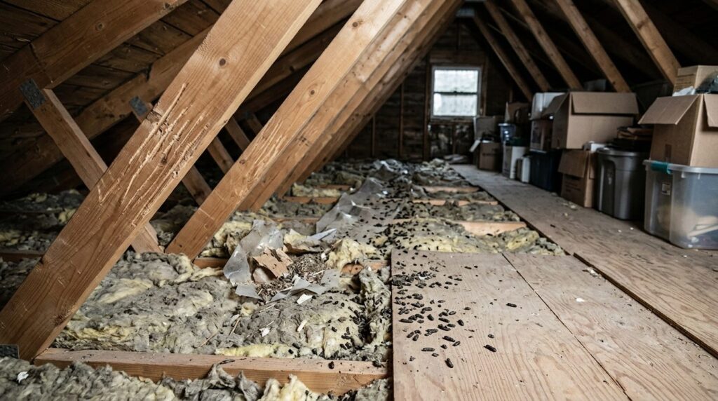 Professional stock photo, 16:9 aspect ratio: Interior attic 